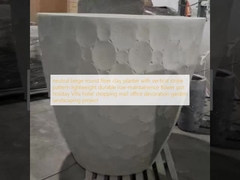 người trồng bằng đất sét sợi tròn màu trắng trung tính với mô hình sọc dọc nhẹ bền bền bảo trì thấp nồi hoa kỳ nghỉ biệt thự khách sạn trung tâm mua sắm văn phòng trang trí khu vườn dự án cảnh quan