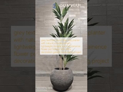 Chậu trồng cây bằng đất sét sợi tròn có kết cấu màu xám với hoa văn giống đá tự nhiên, nhẹ, bền, ít bảo trì, chậu hoa, trang trí biệt thự ngày lễ, văn phòng, dự án cảnh quan sân vườn