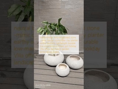 đá đốm tự nhiên màu be trung tính - thiết kế mô phỏng chậu trồng cây bằng đất sét sợi tròn thẩm mỹ mộc mạc nhẹ bền ít bảo trì chậu hoa trang trí biệt thự ngày lễ văn phòng dự án cảnh quan vườn