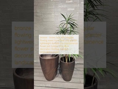 đồng - màu nâu với các gợn sóng không đều, chậu trồng cây bằng đất sét sợi nhẹ, bền, ít bảo trì, chậu hoa, trang trí biệt thự ngày lễ, văn phòng, dự án cảnh quan sân thượng