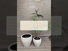 Chậu hoa trắng độc đáo: Thiết kế gạch khảm đặc biệt - chậu trồng cây bằng đất sét sợi tròn nhẹ, bền, ít bảo trì, trang trí biệt thự ngày lễ, văn phòng, dự án cảnh quan Vườn trên mái.