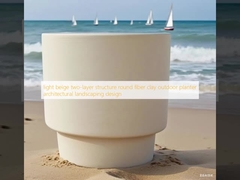 Cấu trúc hai lớp màu beige sáng sợi đất sét tròn nhà trồng ngoài trời thiết kế cảnh quan kiến trúc