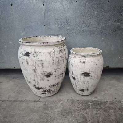 Mua Chậu đất sét hình tròn màu trắng đen không đều, thiết kế lại sảnh online manufacture