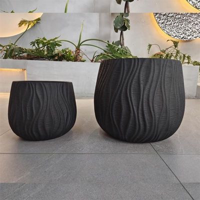 Modern Round Heavy Fiber Clay Planter Hand Carved Cho Trang trí vườn nhà