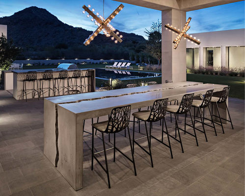 Grey bê tông hình chữ nhật Patio bảng thiết lập ngoài trời GRC bê tông bàn băng ghế