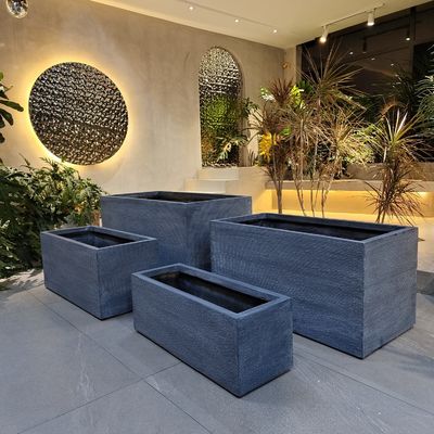 Hộp trồng sợi thủy tinh hình chữ nhật lớn cho cây hoa vườn ngoài trời