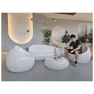 Màu trắng ghế bàn sợi thủy tinh bộ 4pcs đồ nội thất bộ đầy đủ ghế sofa