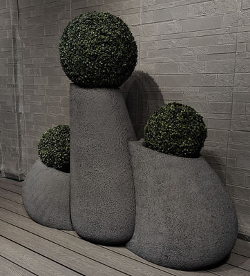 Combo Black Fiber Clay Flower Pot Cho Cây trồng ngoài trời và trang trí trong nhà