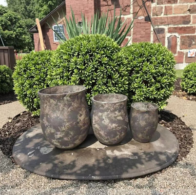Các nồi hoa vintage bằng sợi đất sét tròn - Sản phẩm thủ công bằng tay được làm cho vườn và trang trí sân thượng