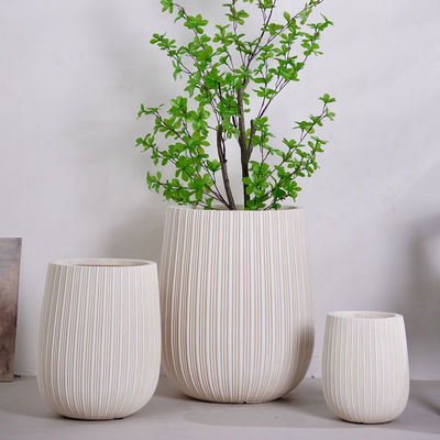 Đường thẳng đứng Mô hình trung tính màu beige tròn Fiber Clay Planter Màu tùy chỉnh