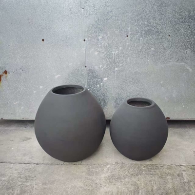 nhà trồng nhựa sợi đất sét hình urn màu xám tròn màu xám màu xám nhẹ bền bảo trì thấp nồi hoa kỳ nghỉ Villa trang trí văn phòng dự án cảnh quan vườn