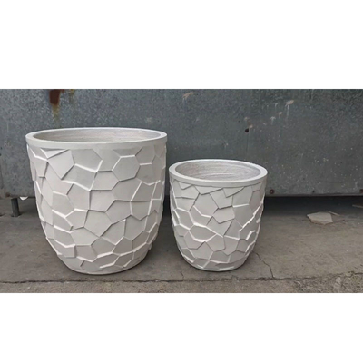 cây trồng bằng đất sét sợi tròn màu trắng với mô hình hình mosaic đa giác không đều trọng lượng nhẹ bền bảo trì thấp nồi hoa kỳ nghỉ Villa trang trí văn phòng công trình cảnh quan vườn