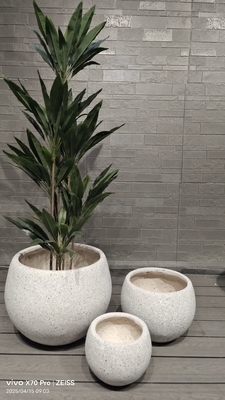đá đốm thiên nhiên màu trắng trung tính - thiết kế bắt chước cây trồng bằng sợi đất sét tròn trọng lượng nhẹ bền bảo trì thấp nồi hoa kỳ nghỉ biệt thự trang trí văn phòng công trình cảnh quan vườn