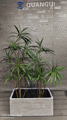 Chậu hoa trắng độc đáo xếp chồng ngang hình chữ nhật bằng sợi thủy tinh cho dự án cảnh quan vườn