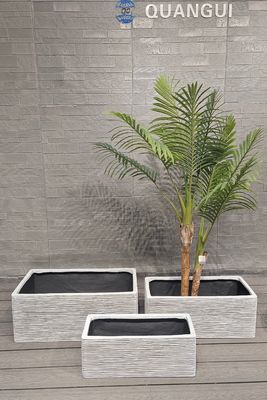 Modern Stylish Rectangular Fiber Clay Flower Pot bền trong nhà / ngoài trời Planter cho sàn xanh lớn treo cho trung tâm mua sắm